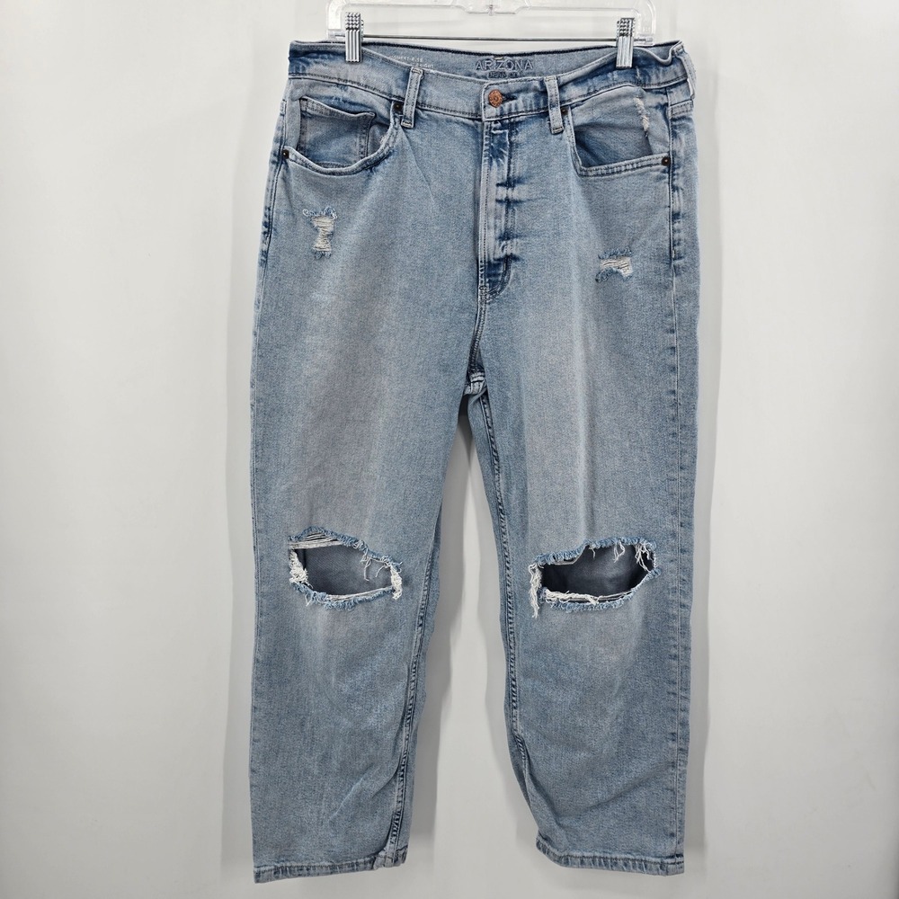 Arizona Jean‎ Co Highest Rise Vintage Straight Distressed Light Wash Jeans 15